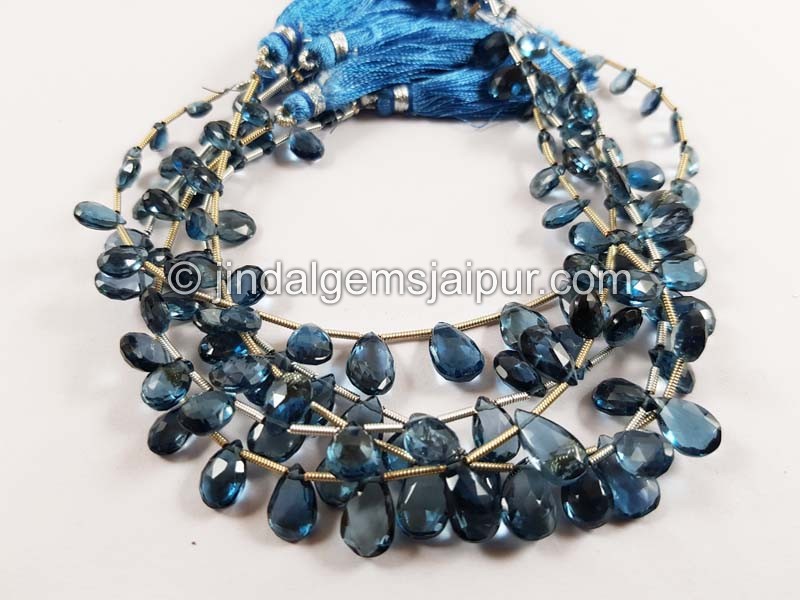 London Blue Topaz Faceted Pear Shape Beads
